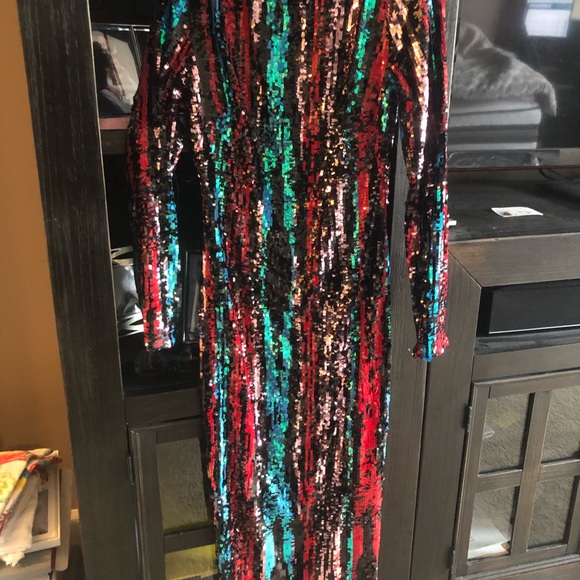 Dresses & Skirts - Vibrant Sequin Striped Midi Dress